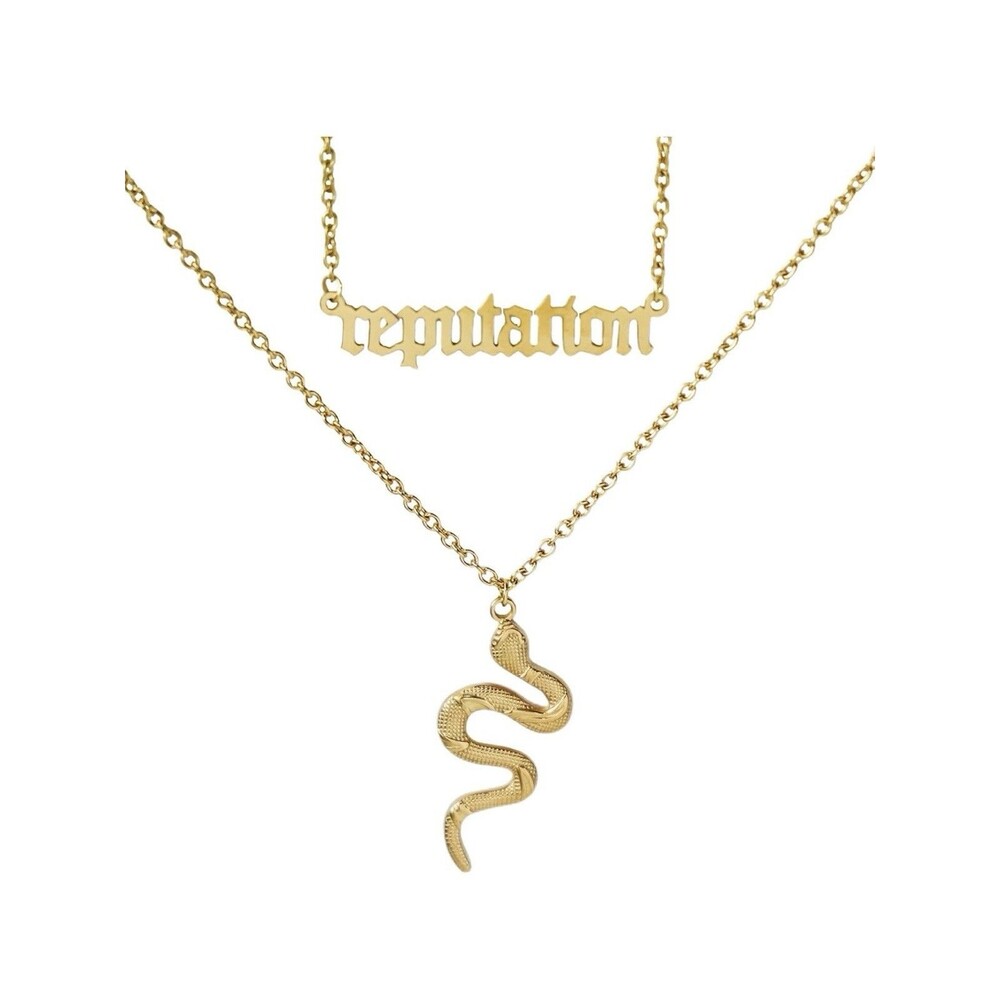 Vintage Layered Reputation Snake Necklace, Gothic Punk, Taylor Swift, Gold Tone
